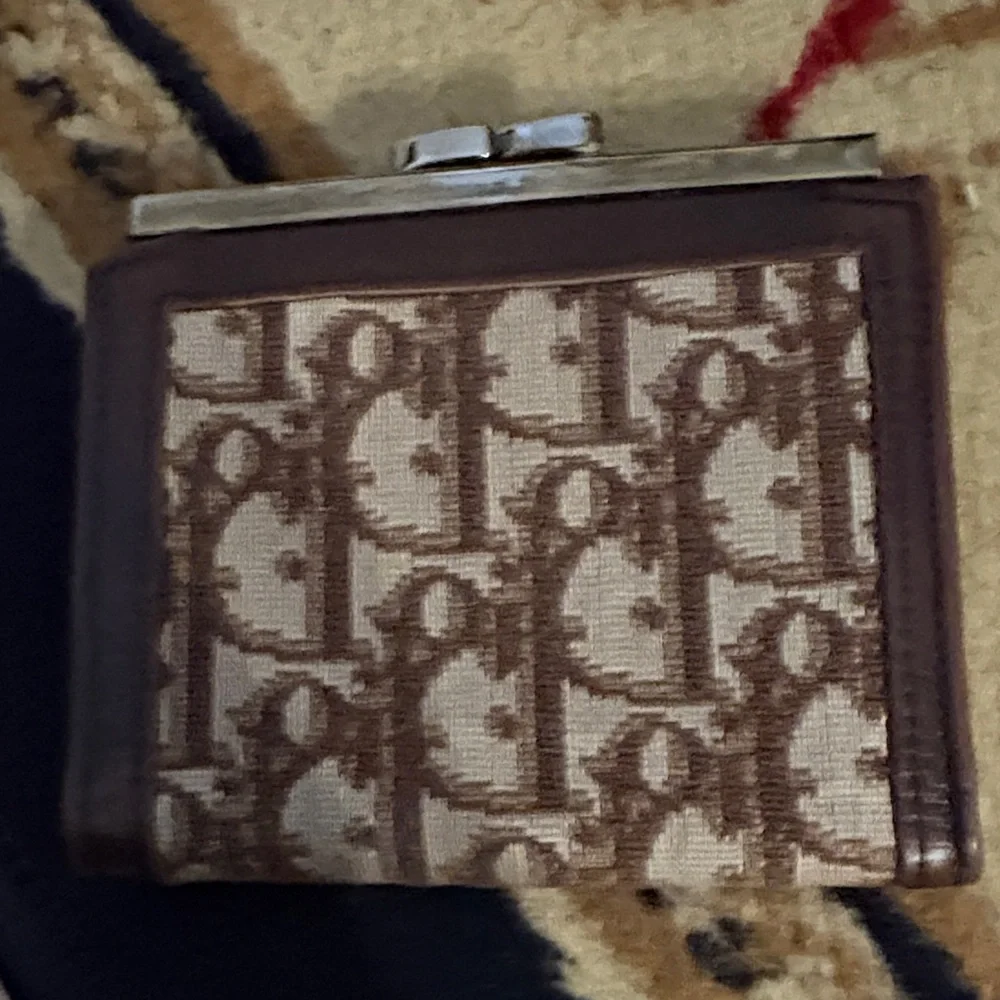 Brown and‎ Tan Patterned Dior trotter wallet